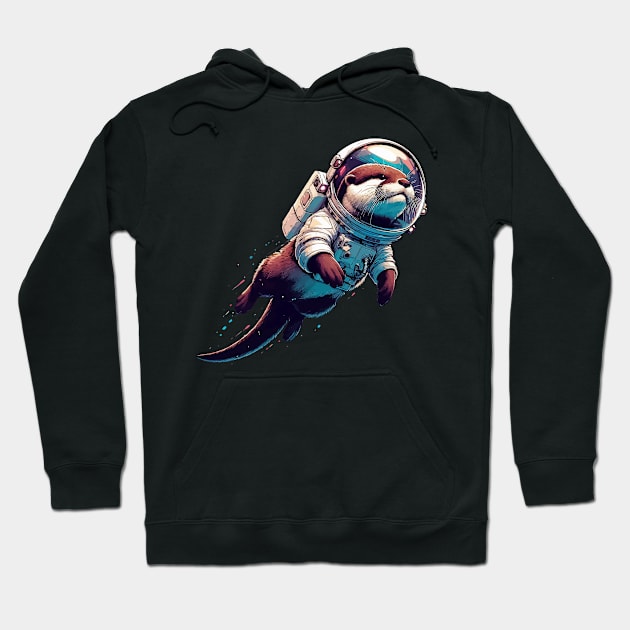 Otter Astronaut in Space Hoodie by TomFrontierArt